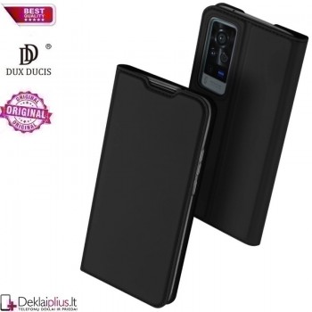 Dux Ducis dirbtinės odos viršelis - juodas (telefonui Vivo X60 Pro) Dux Ducis dirbtinės odos viršelis - juodas (telefonui Vivo X60 Pro)